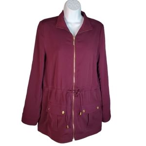 White House Black Market Womens Jacket Size 2 Burgundy/Wine Adjustable Sleeves